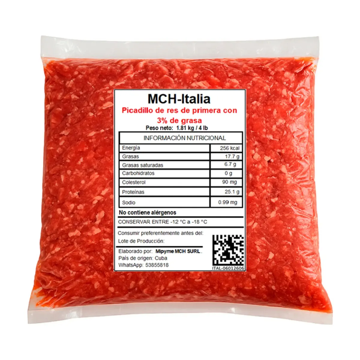 Picadillo de res de primera con 3% de grasa MCH-Italia (1.81 kg / 4 lb) - Miniatura 1
