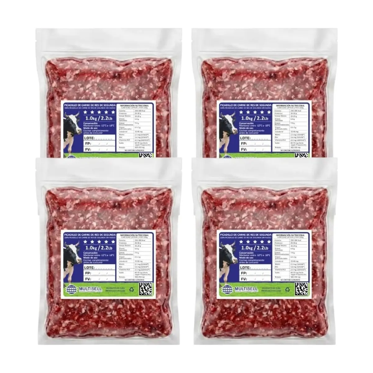 Picadillo de carne de res de segunda Multisell (4 x 1.0 kg / 2.2 lb)