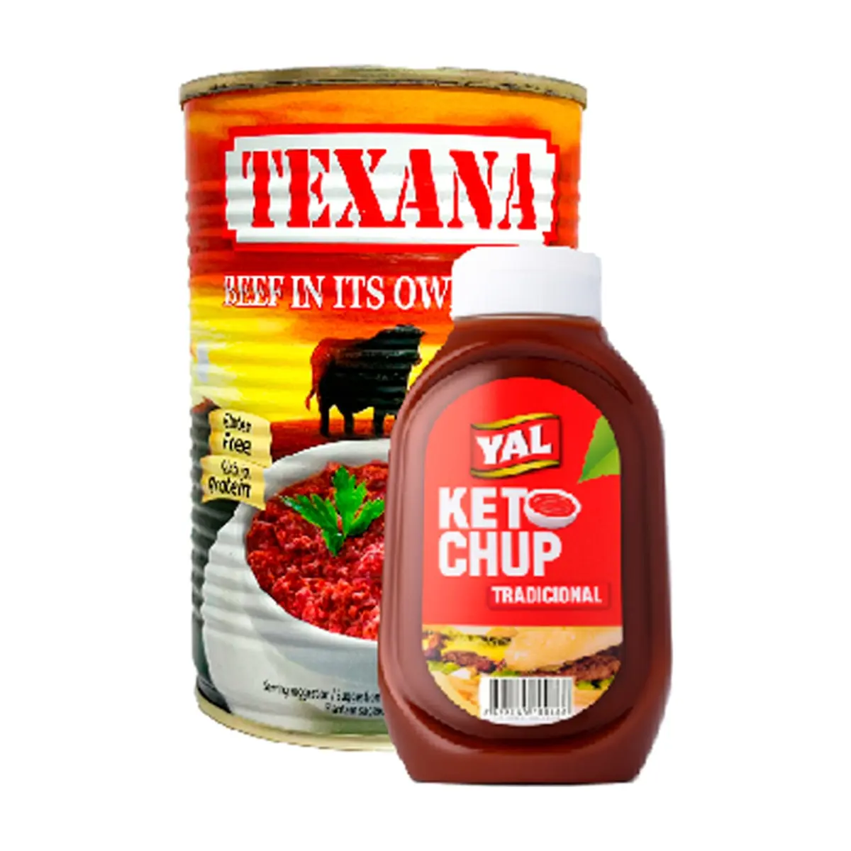 Ketchup tradicional Val (400 g / 14.11 oz) + Carne de res en su jugo Texana (400 g / 14.10 oz)