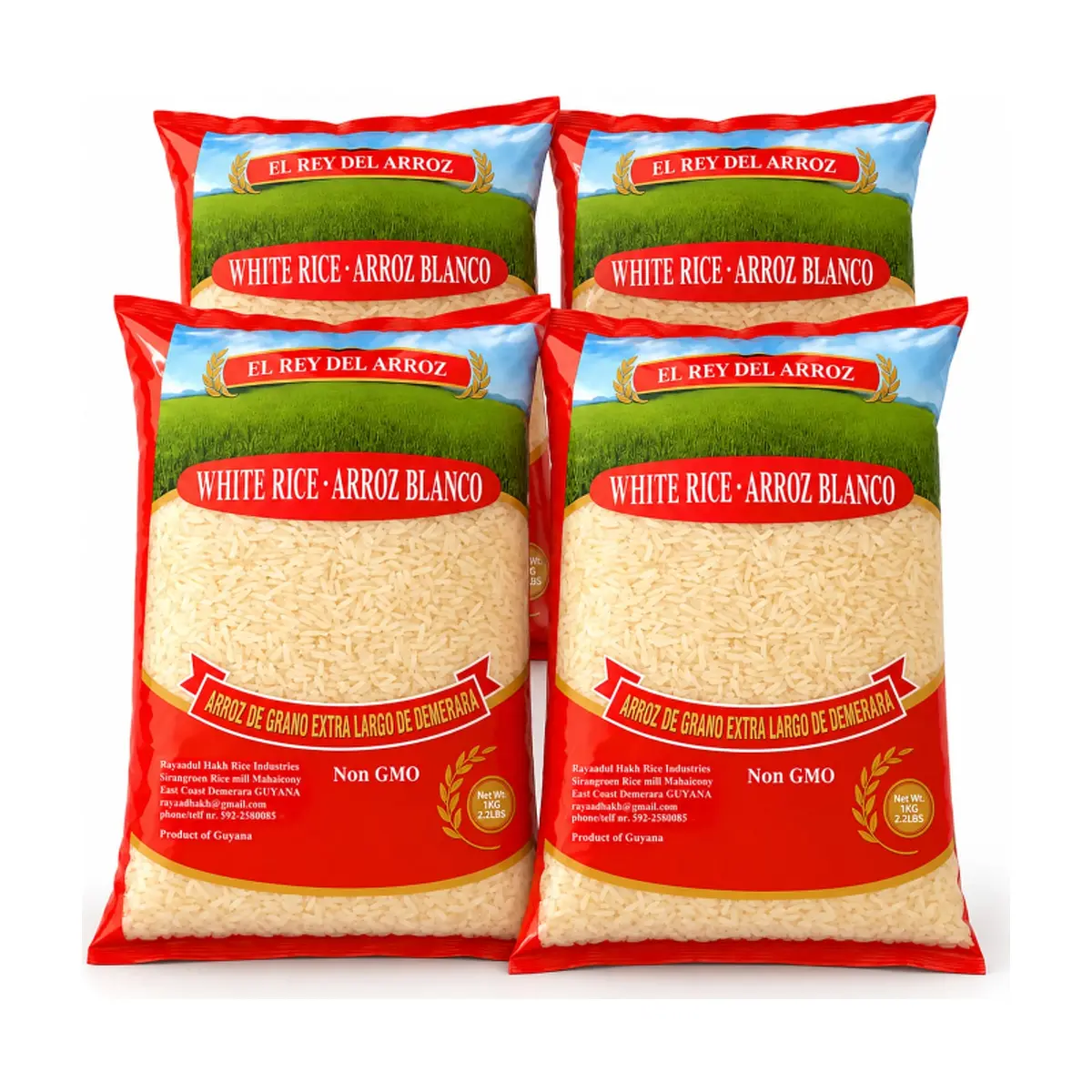 Arroz blanco de grano extra largo El rey del arroz (4 x 1 kg / 2.2 lb) - Imagen 1