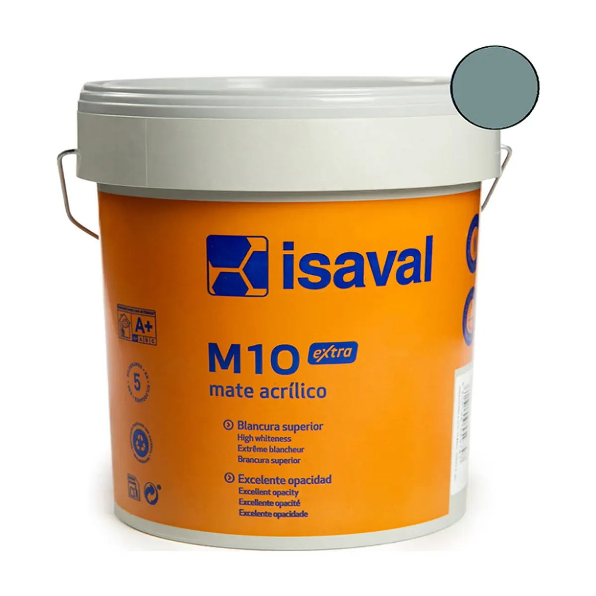 Pintura acrilica interior y exterior color gris azulado M - 10 Isaval (5 Kg / 11 lb)