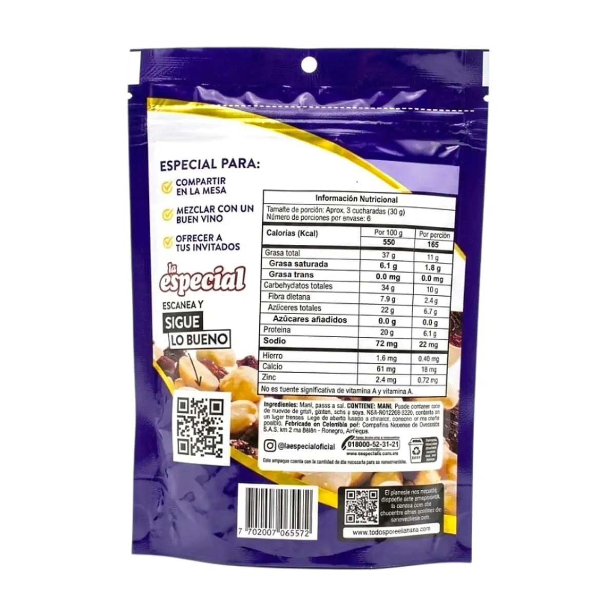 Mezcla de maní salado y uvas pasas La especial (180 g / 6.35 oz) - Thumbnail 4