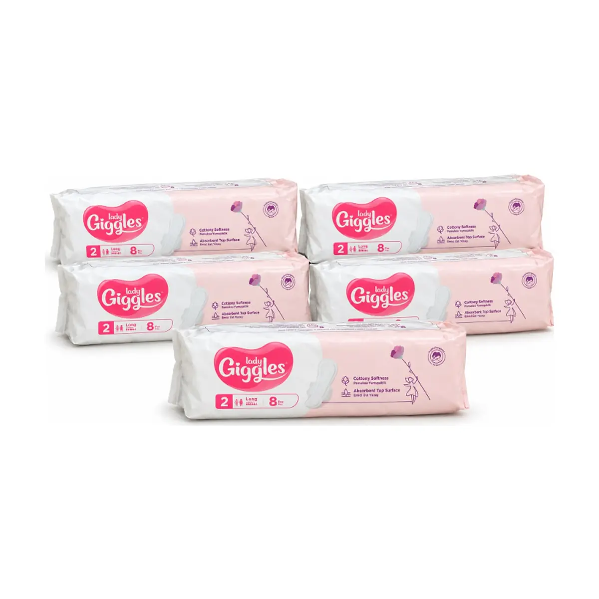 Toallas sanitarias larga talla 2 Lady Giggles (5 x 8 U) - Miniatura 1