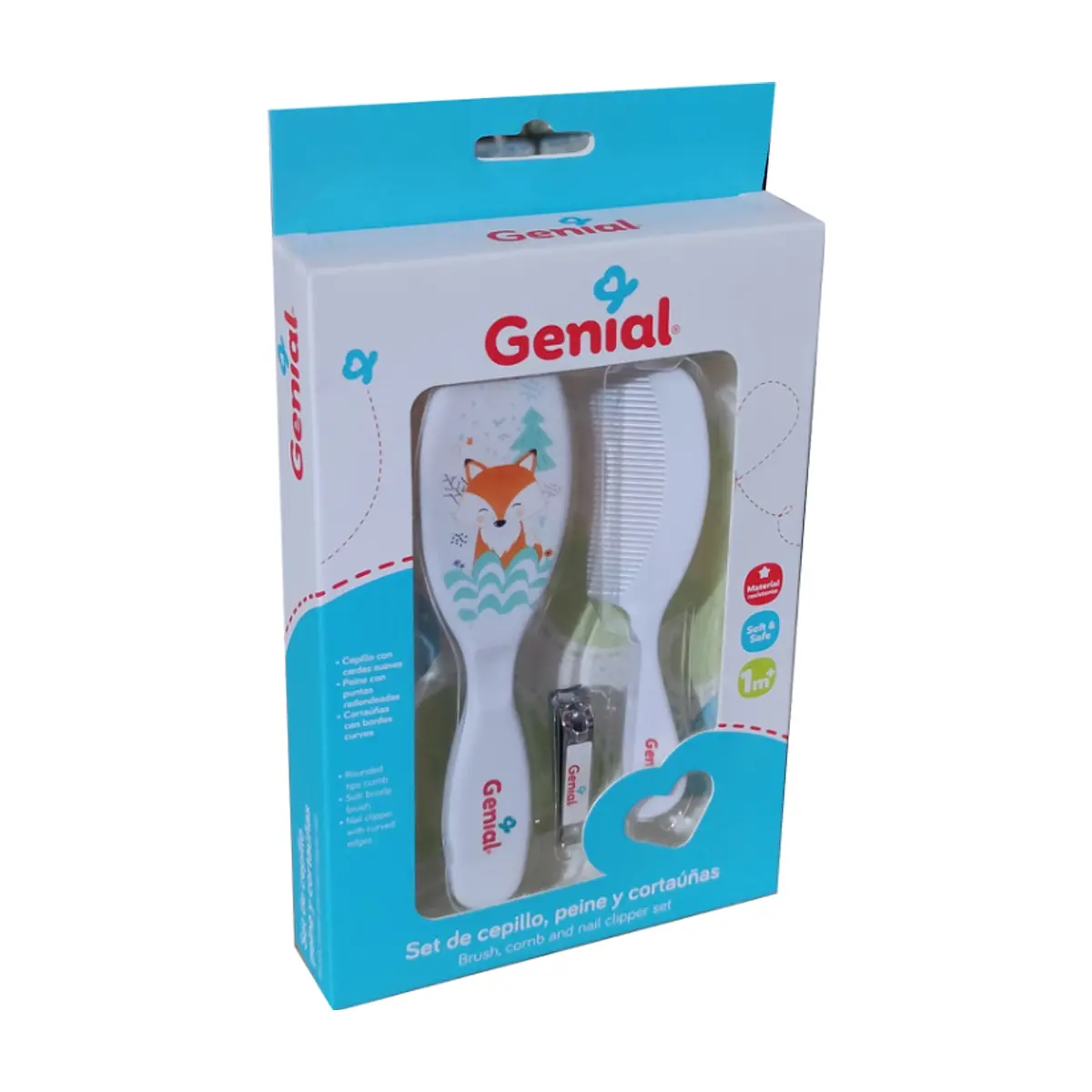 Set de cepillo, peine y corta uñas para bebé Genial