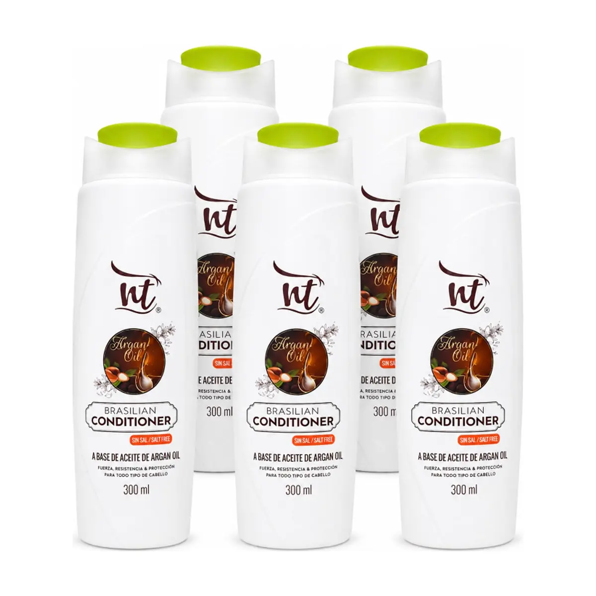 Acondicionador sin sal a base de aceite de argán Brazilian NT (5 x 300 ml / 10.1 fl.oz) - Imagen 1