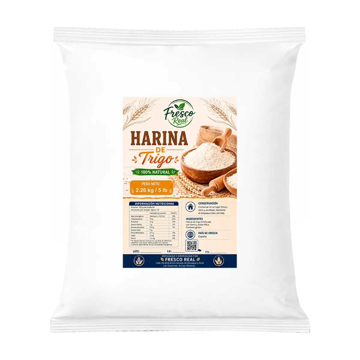 Harina de trigo fortificada Fresco Real (2.26 kg / 5 lb)