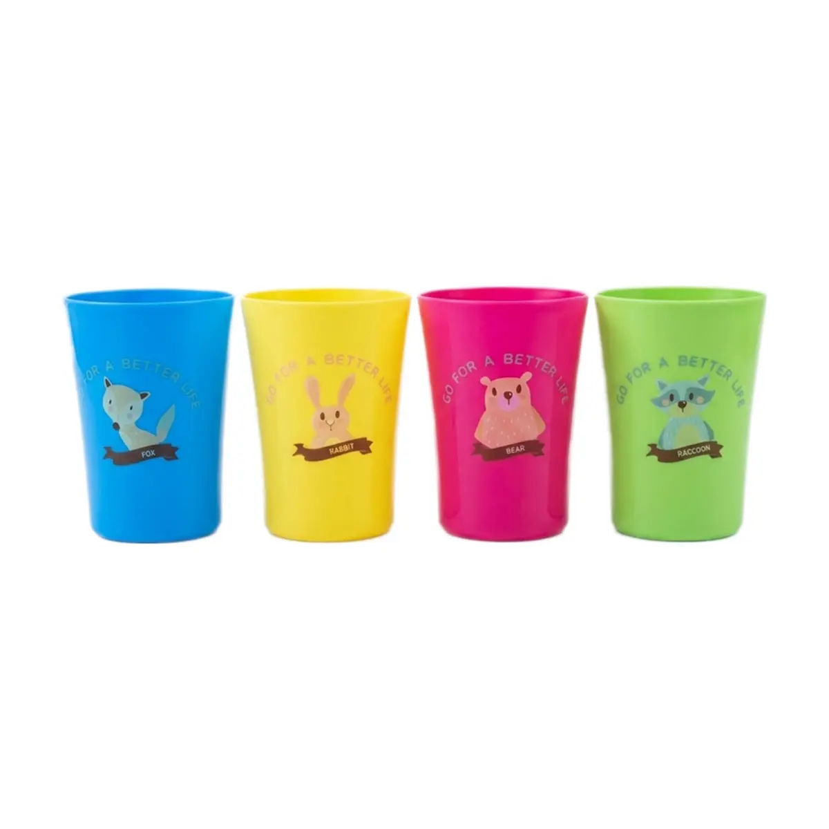 Set de vasos plásticos infantiles con diseños de animales XL Soluciones (4 U)