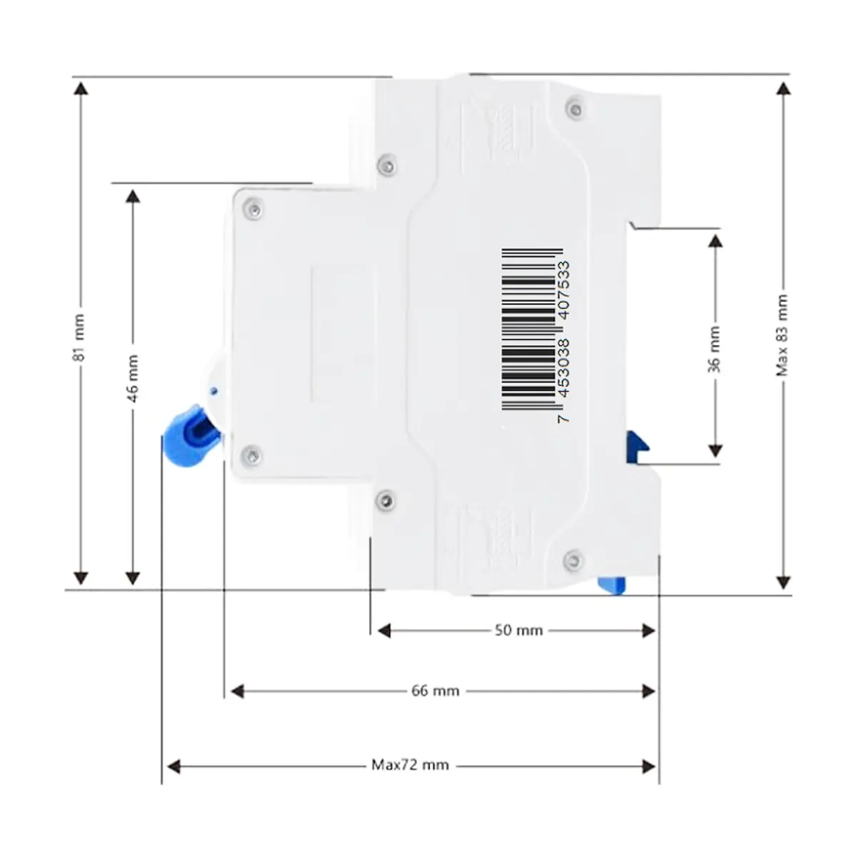 Interruptor - breaker - termomagnético de 2 polo tipo europeo Troen TR-C65-50A-2P - Miniatura 3