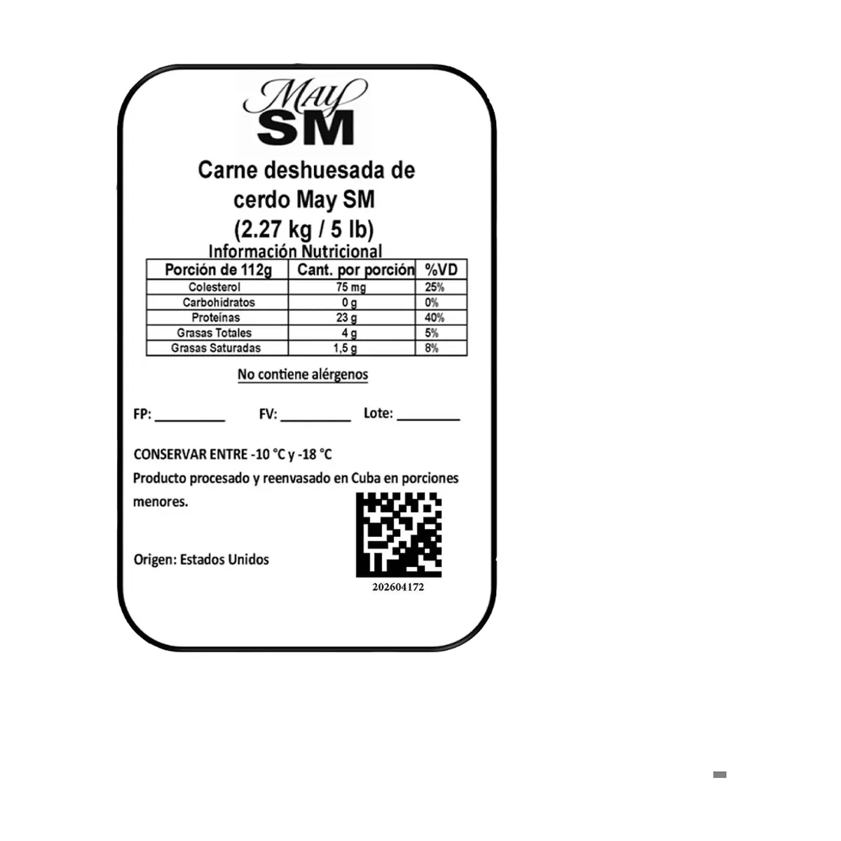 Carne deshuesada de cerdo May SM (2.27 kg / 5 lb) - Thumbnail 3