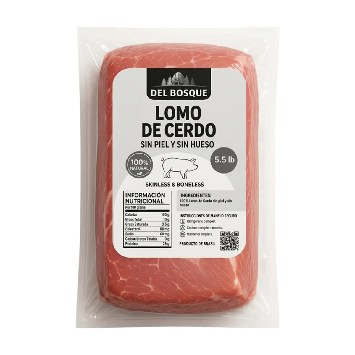 Lomo de cerdo sin piel y sin hueso Del Bosque (2.49 kg / 5.5 lb) - Thumbnail 6