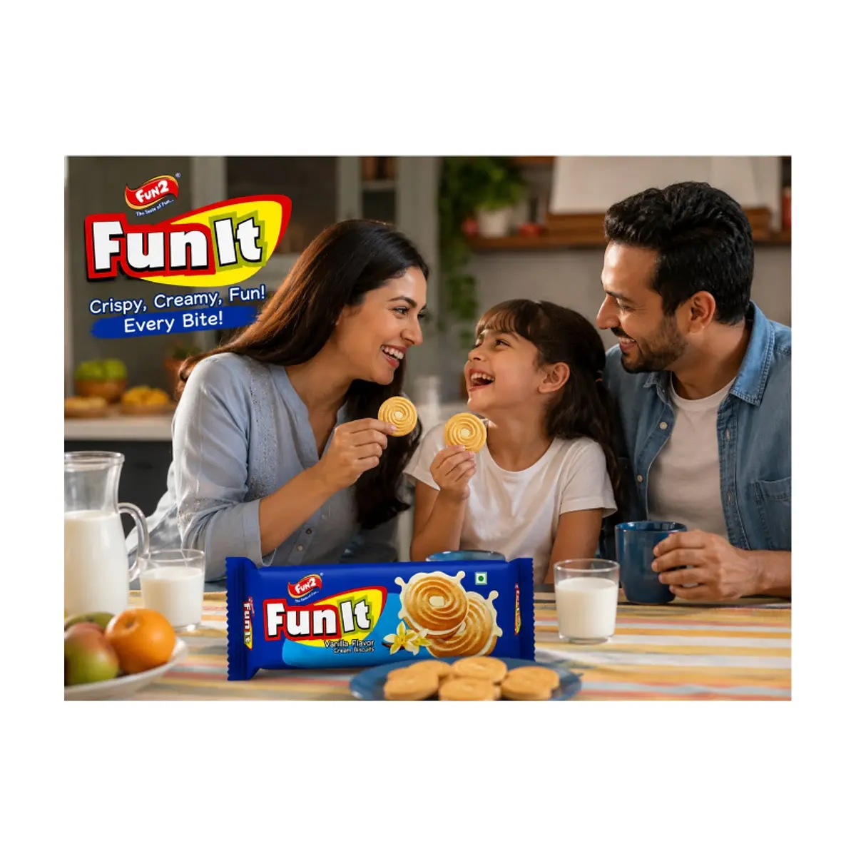 Galleta de crema con sabor a vainilla Fun It Fun2 (36 g / 1.27 oz) - Thumbnail 5