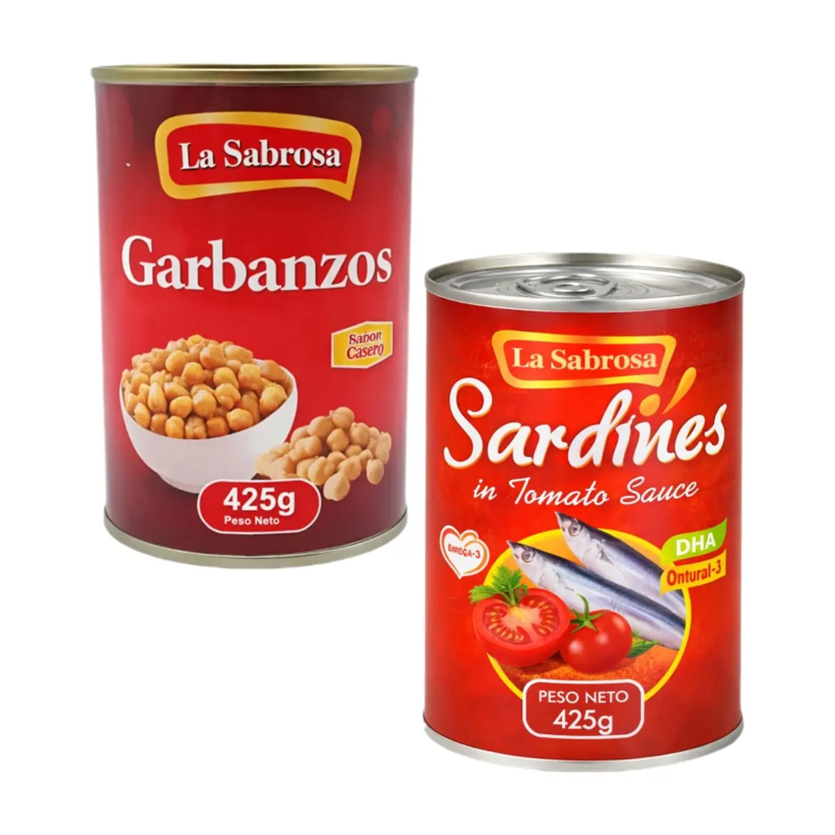 Garbanzos enlatados + Sardinas en salsa de tomate