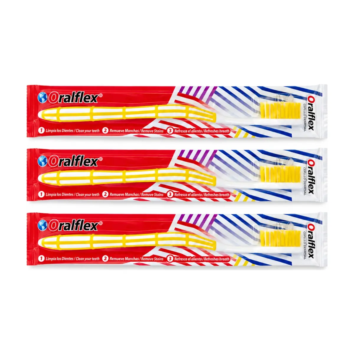 Cepillo de dientes amarillo Oralflex (3 x 1 U)