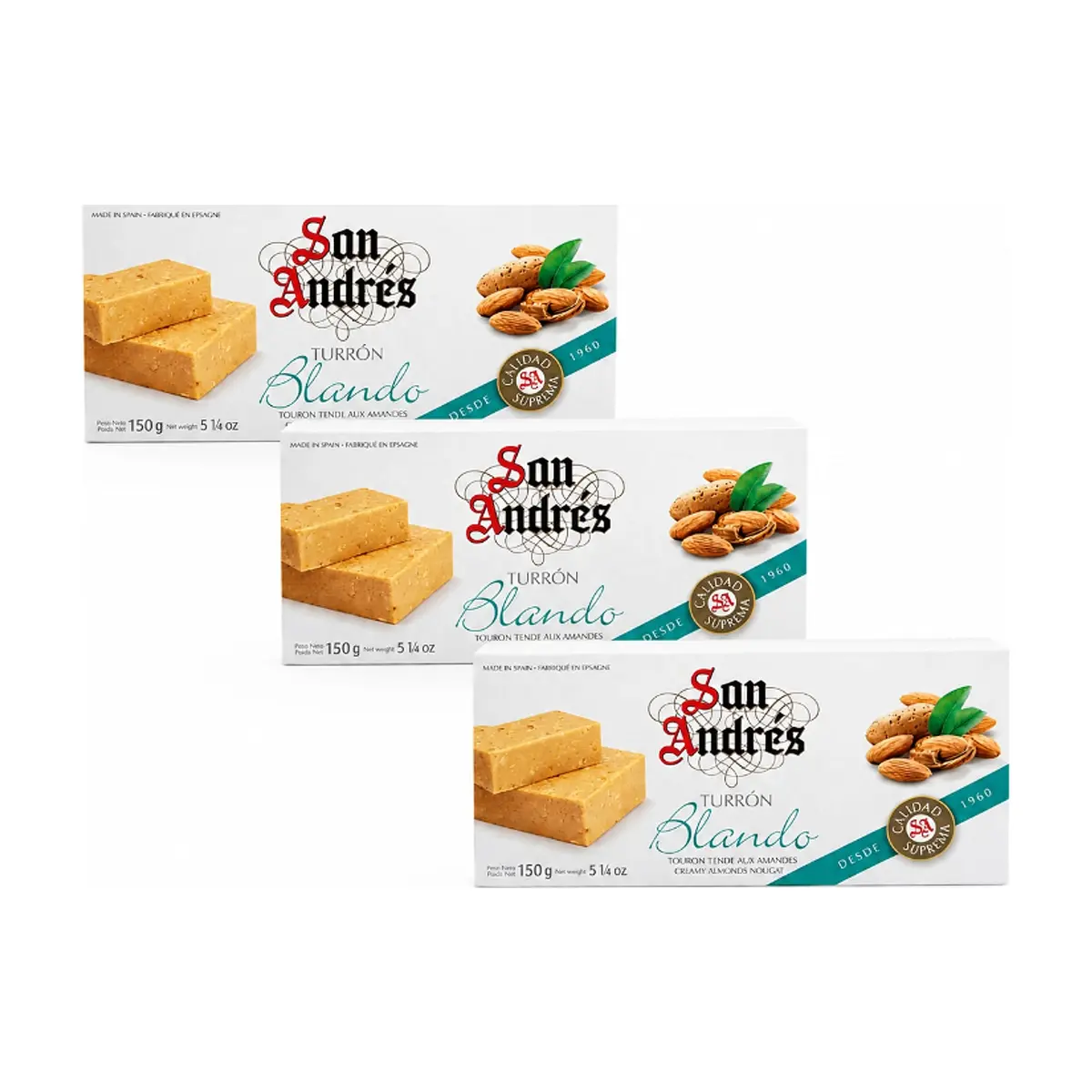 Combo: Turrón blando de almendras San Andrés ( 3 X 150 g / 5.29 oz)