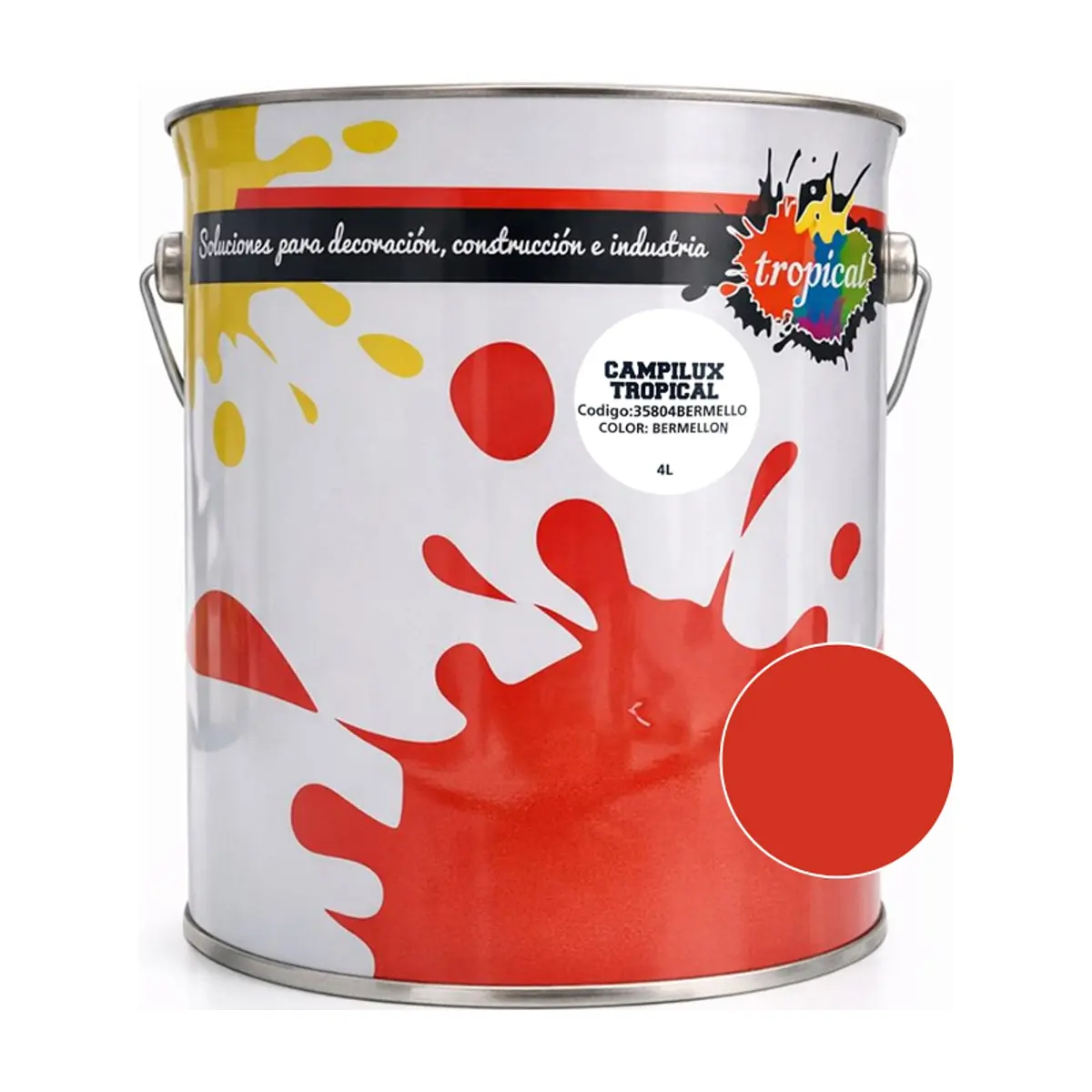 Pintura esmalte interior y exterior color rojo bermellón Campilux Tropical (4 L) - Miniatura 1
