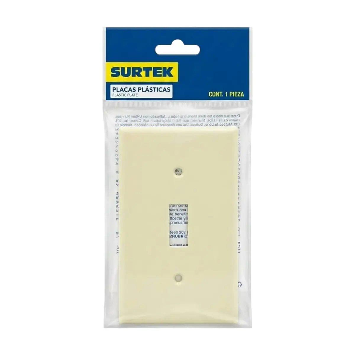 Placa de plástico para interruptor simple color marfil Surtek 136602