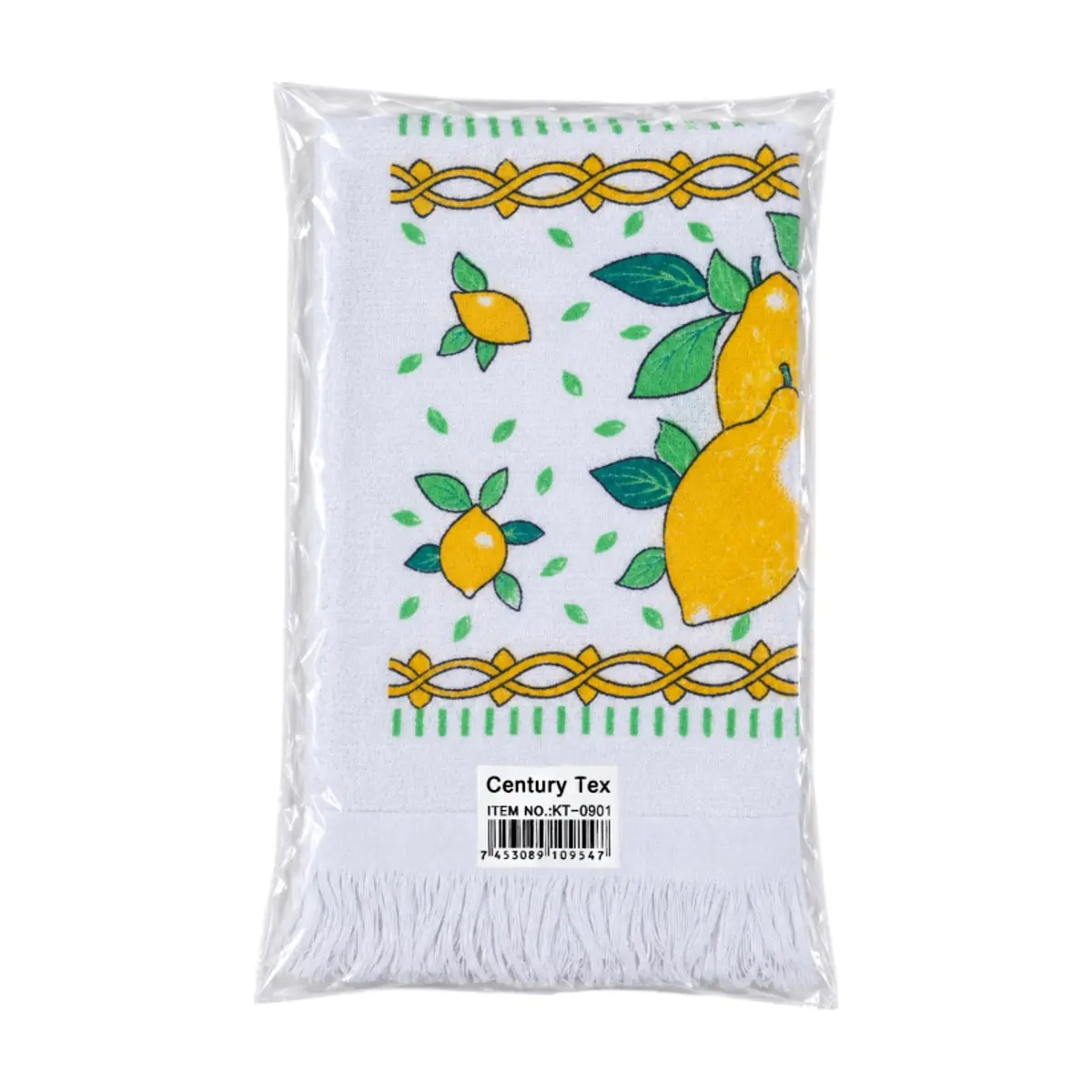 Toalla de cocina blanca decorativa con estampado de limones 30 cm x 50 cm Century Tex - Miniatura 2
