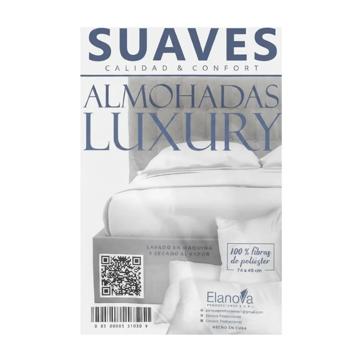 Almohada 100% fibras de poliéster color blanco 74 cm x 48 cm Luxury - Thumbnail 2