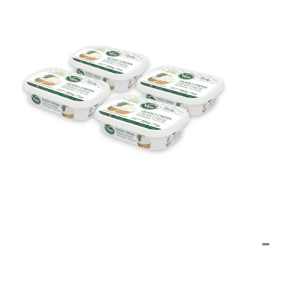Queso crema pasteurizado Vima Foods (4 x 200 g / 7 oz) - Imagen 1