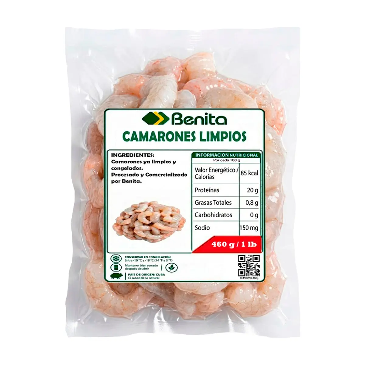 Camarones limpios y congelados Benita (460 g / 1 lb) - Miniatura 1