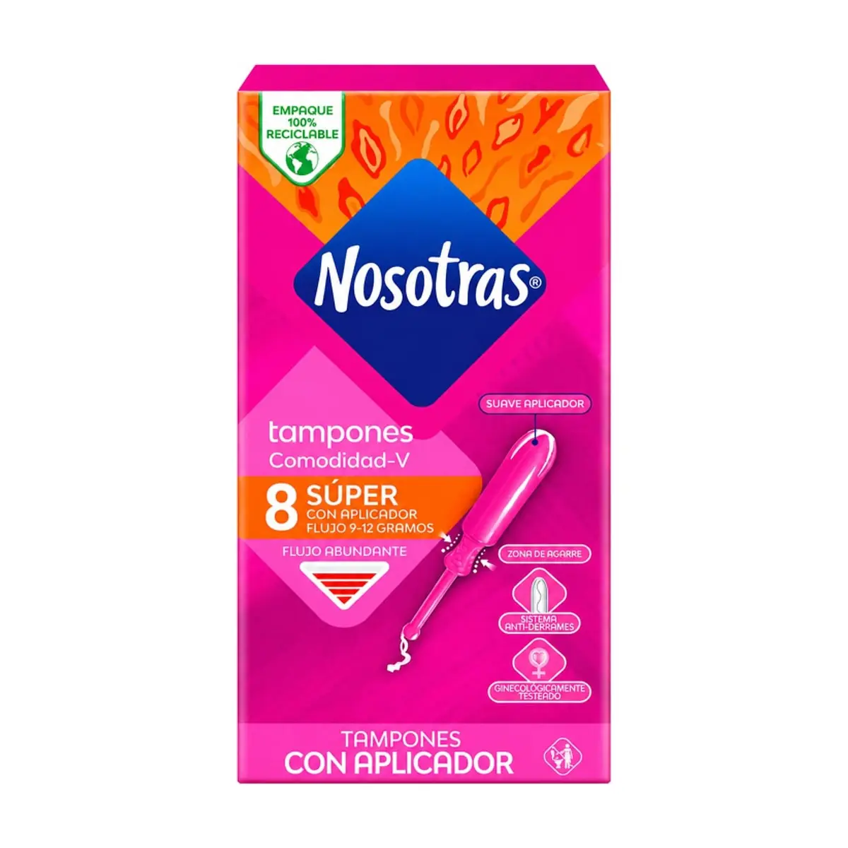 Tampones con aplicador Comodidad-V Super Nosotras (8 U)