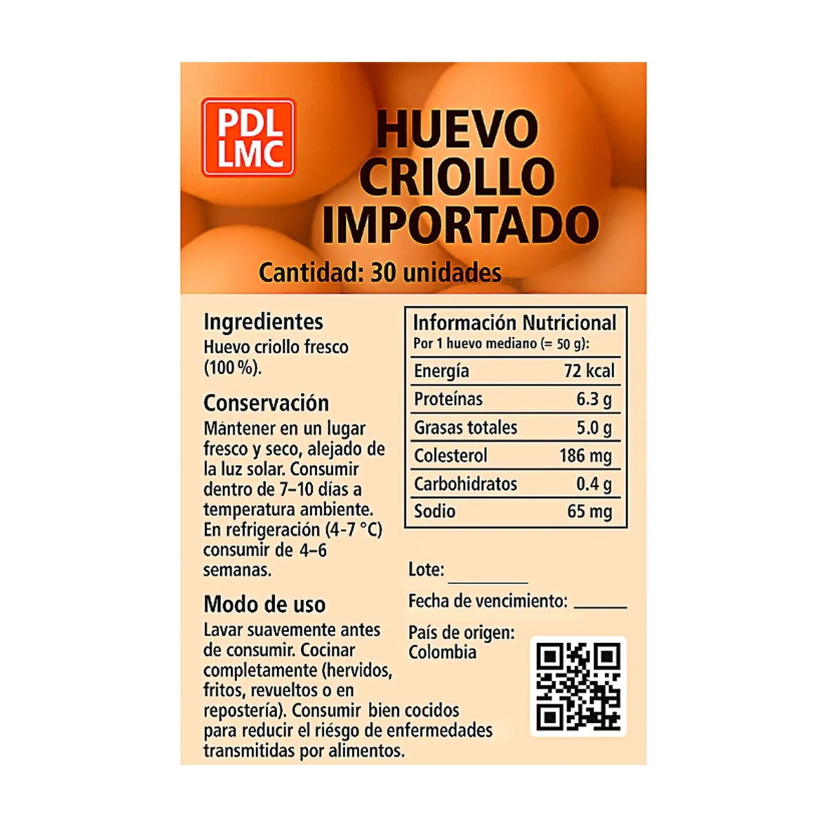 Huevo criollo importado PDL LMC (2 x 30 U) - Miniatura 2