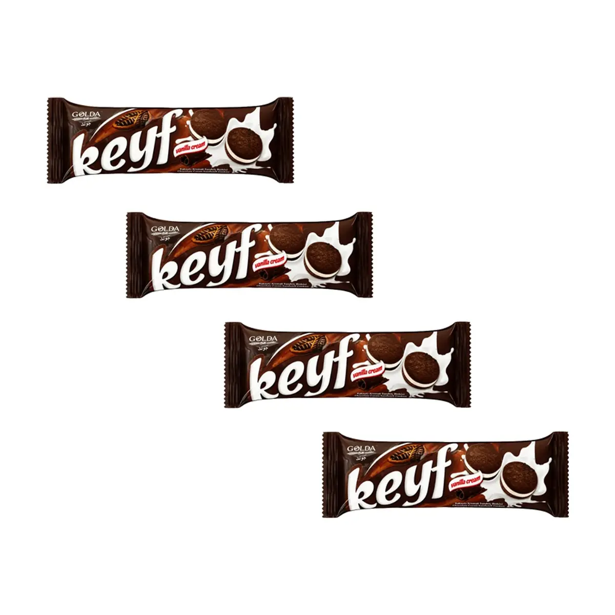 Galleta sándwich de chocolate con crema de vainilla Keyf Golda (4 X 50 g / 1.76 oz)