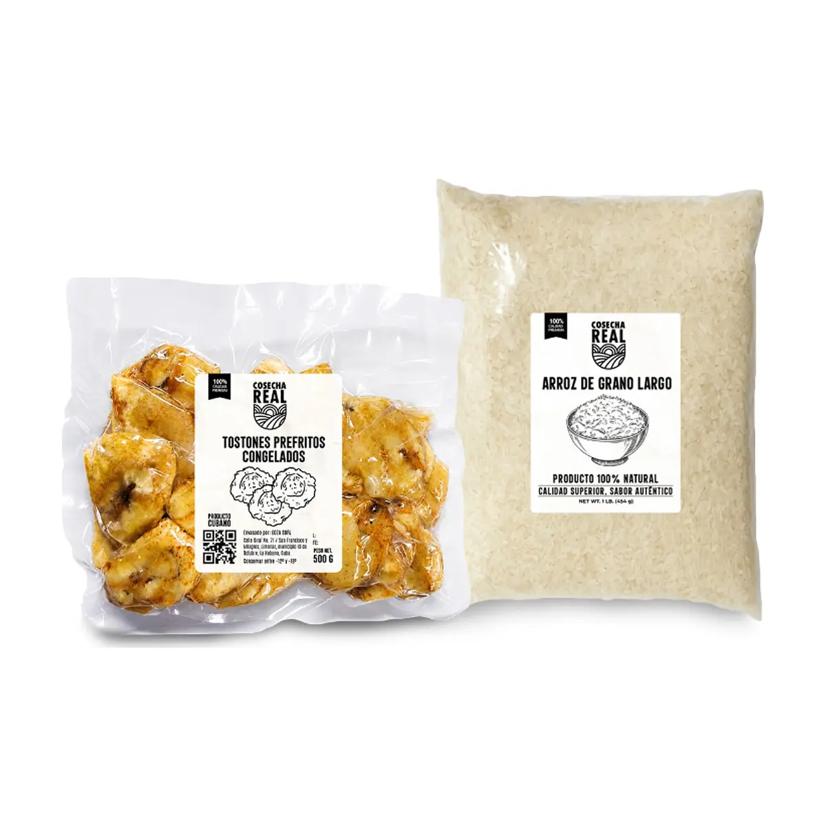 Combo criollo #8: Tostones prefritos congelados Cosecha Real + Arroz de grano largo Cosecha Real
