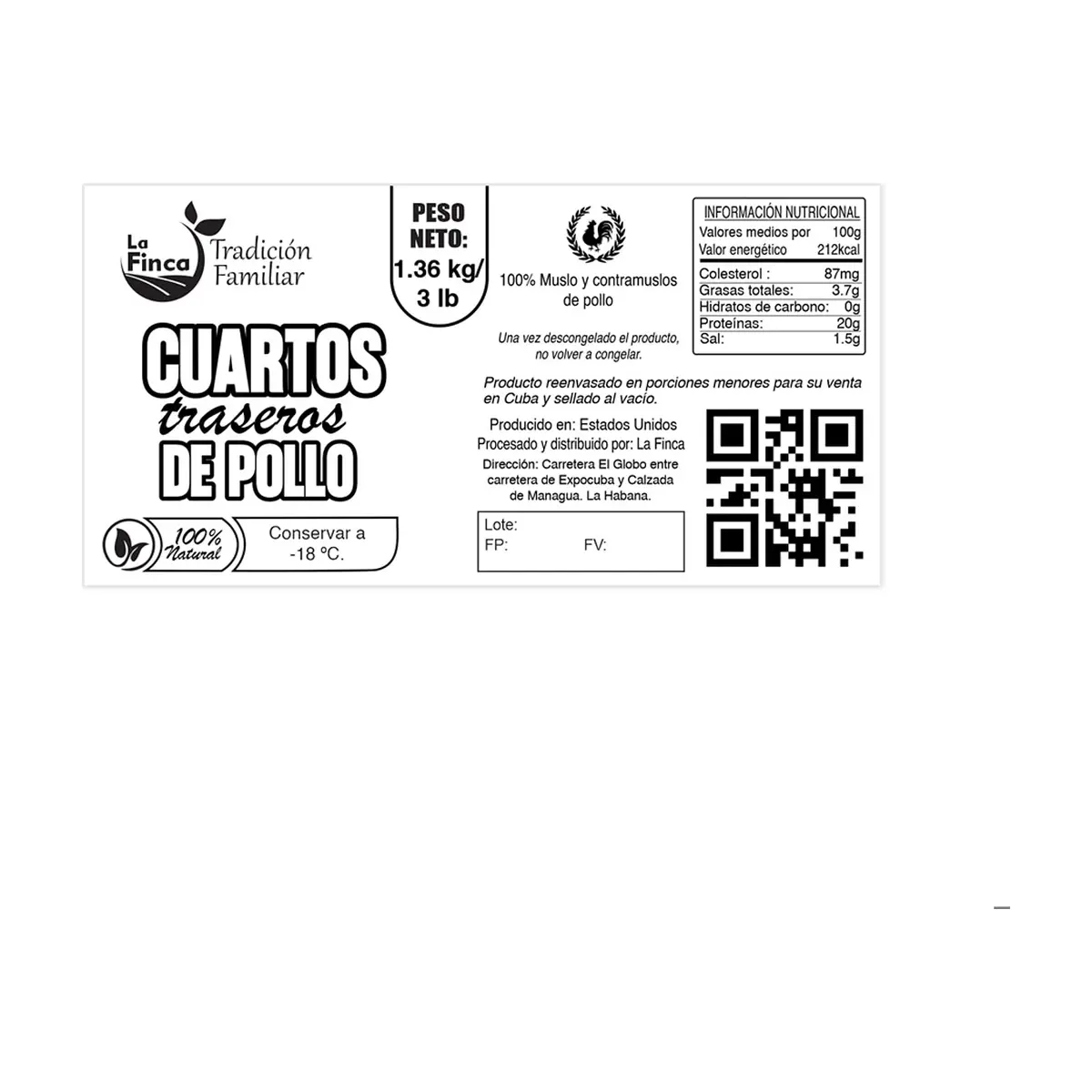 Cuartos traseros de pollo La Finca (1.36 kg / 3 lb) - Miniatura 3