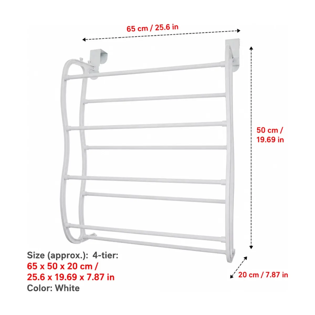 Organizador blanco de zapatos de 4 niveles sobre la puerta Home Deluxe - Miniatura 2