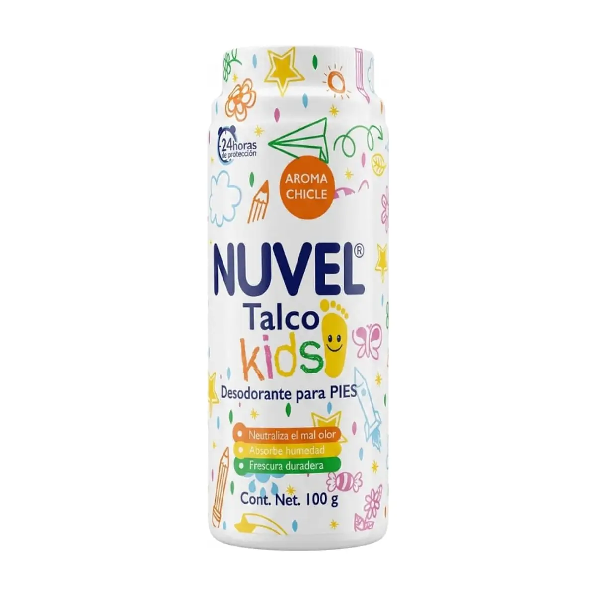 Talco para pies para bebé con aroma a chicle Nuvel (100 g / 3.5 oz)
