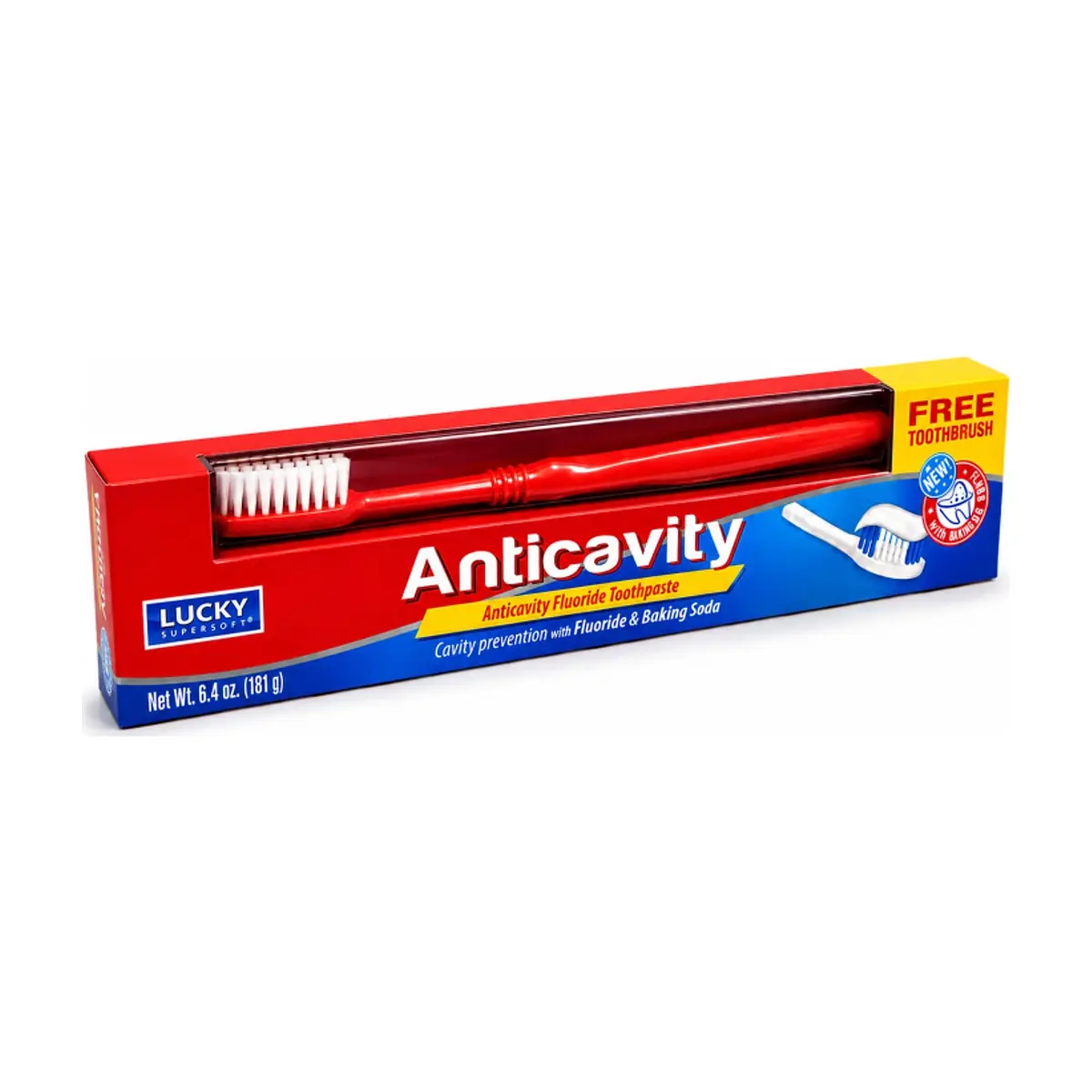 Pasta dental anticaries con flúor Lucky (181 g / 6.4 oz)