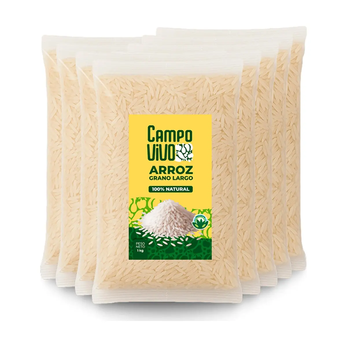 Arroz de grano largo Campo Vivo (8 x 1 kg / 2.2 lb)