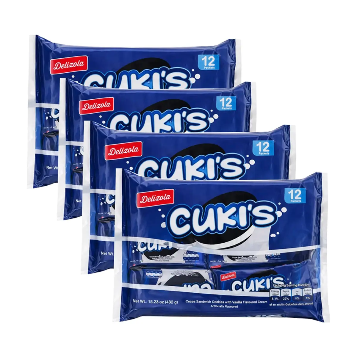 Galletas de cacao rellenas de vainilla Delizola (4 x 432 g / 15.24 oz)