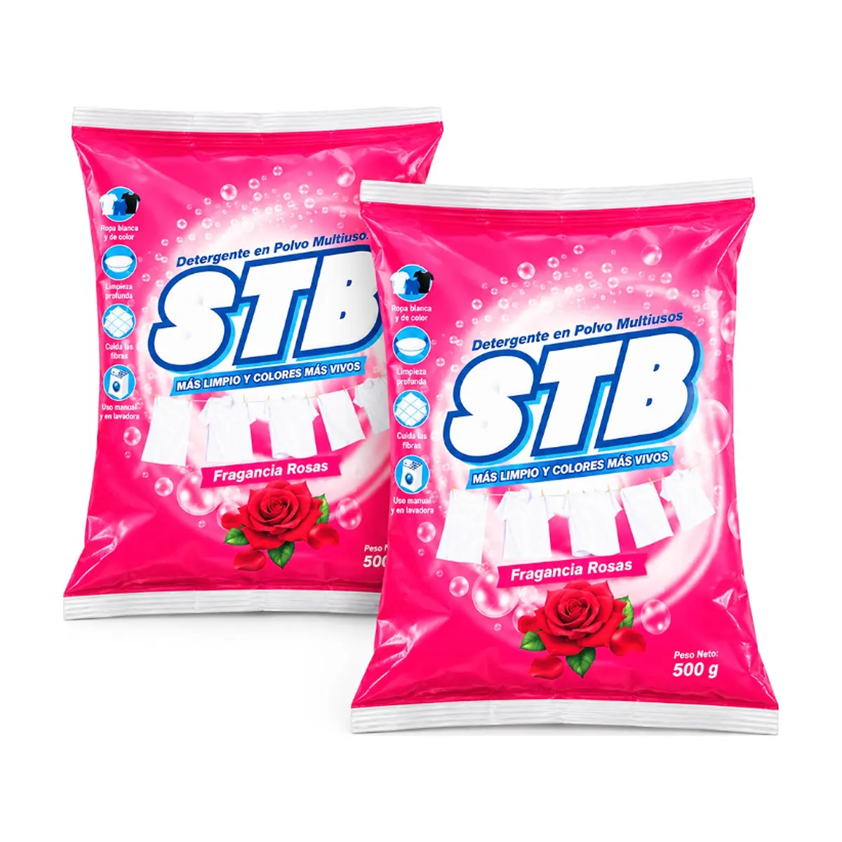 Detergente en polvo multiusos fragancia rosas STB (2 x 500 g / 1.1 lb)