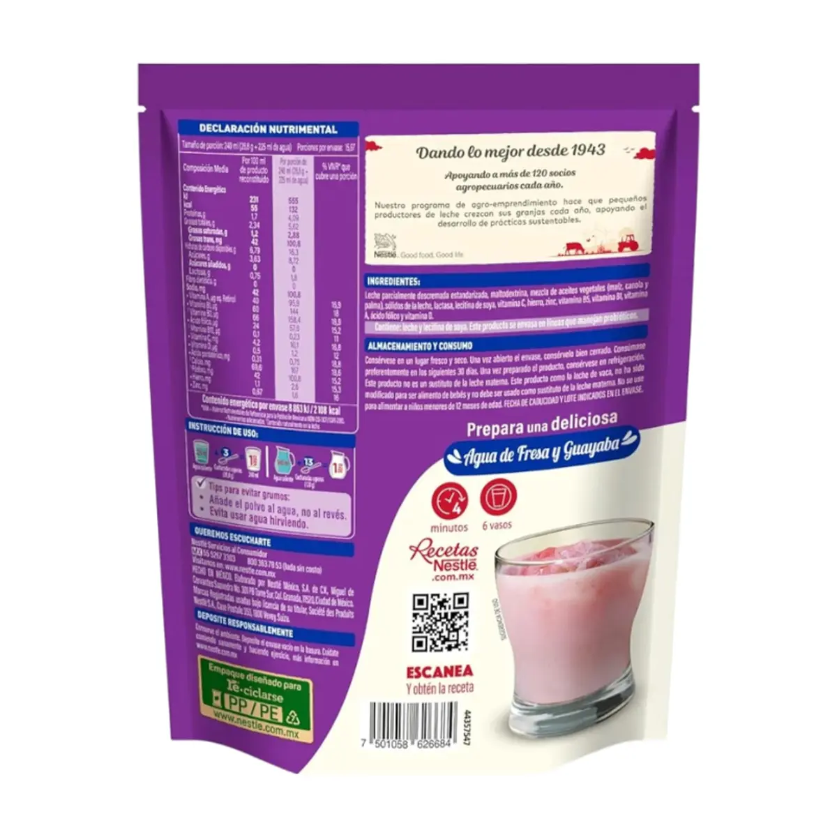 Alimento en polvo deslactosado para preparar bebidas a base de leche y grasa vegetal, adicionado con vitaminas y minerales Nestlé Carnation (460 g / 1 Lb) - Thumbnail 7