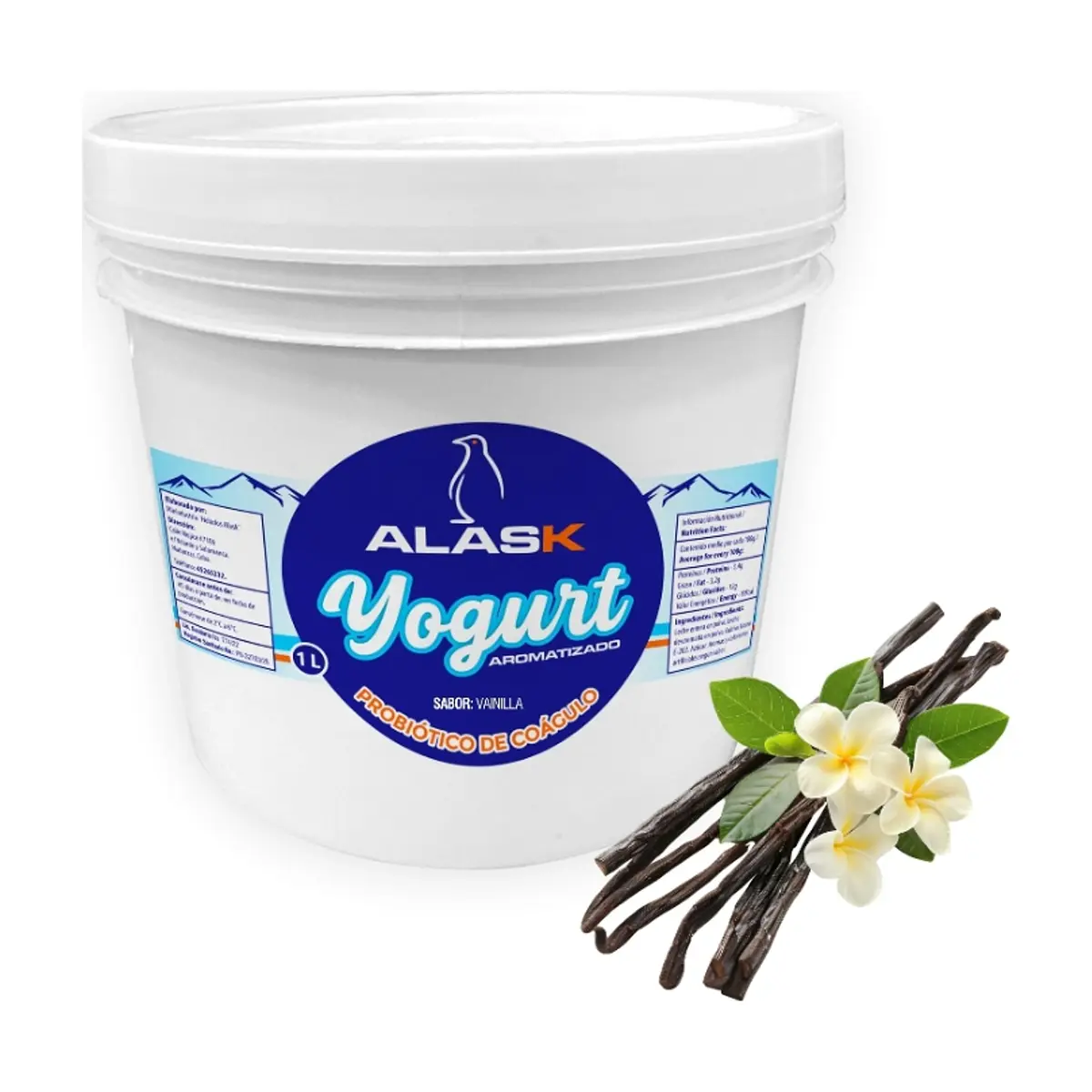 Yogurt probiótico de coágulo sabor vainilla Alask (1 L)