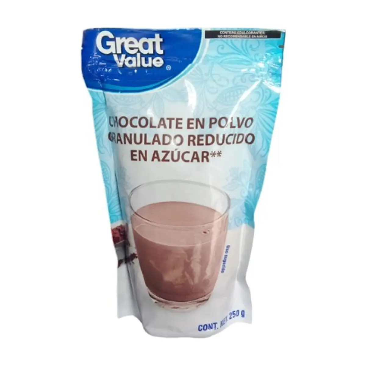 Chocolate en polvo granulado reducido en azúcar Great Value (250 g / 8.8 oz) - Thumbnail 2
