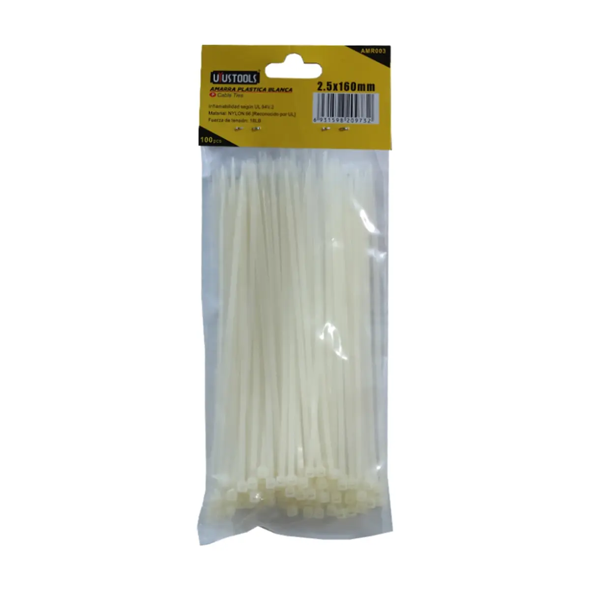 Amarra plástica - bridas o zunchos - blanca 2.5 mm x 160 mm Uyustools (100 U) - Thumbnail 3