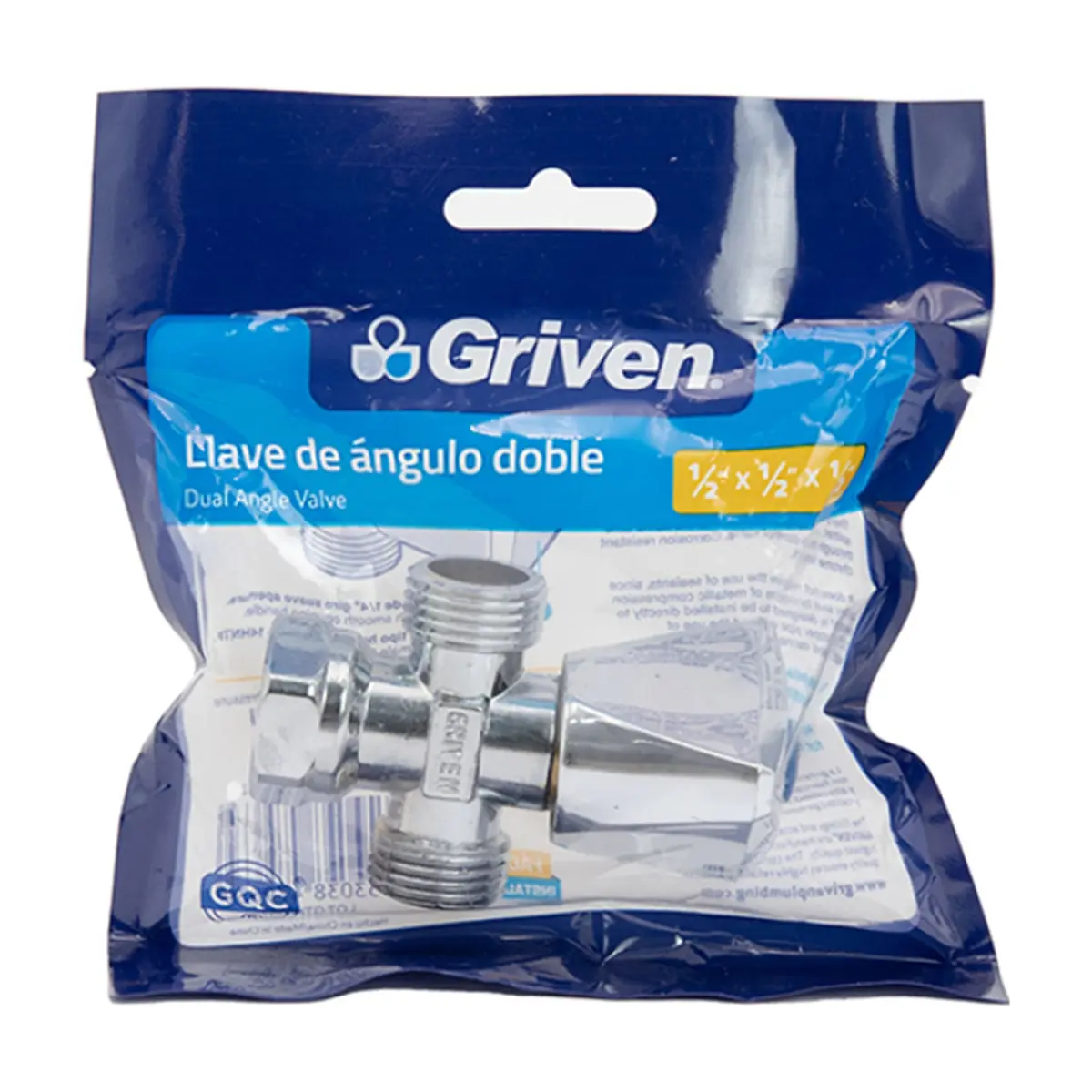 Llave - válvula - de ángulo doble de 1/2" Griven - Thumbnail 2
