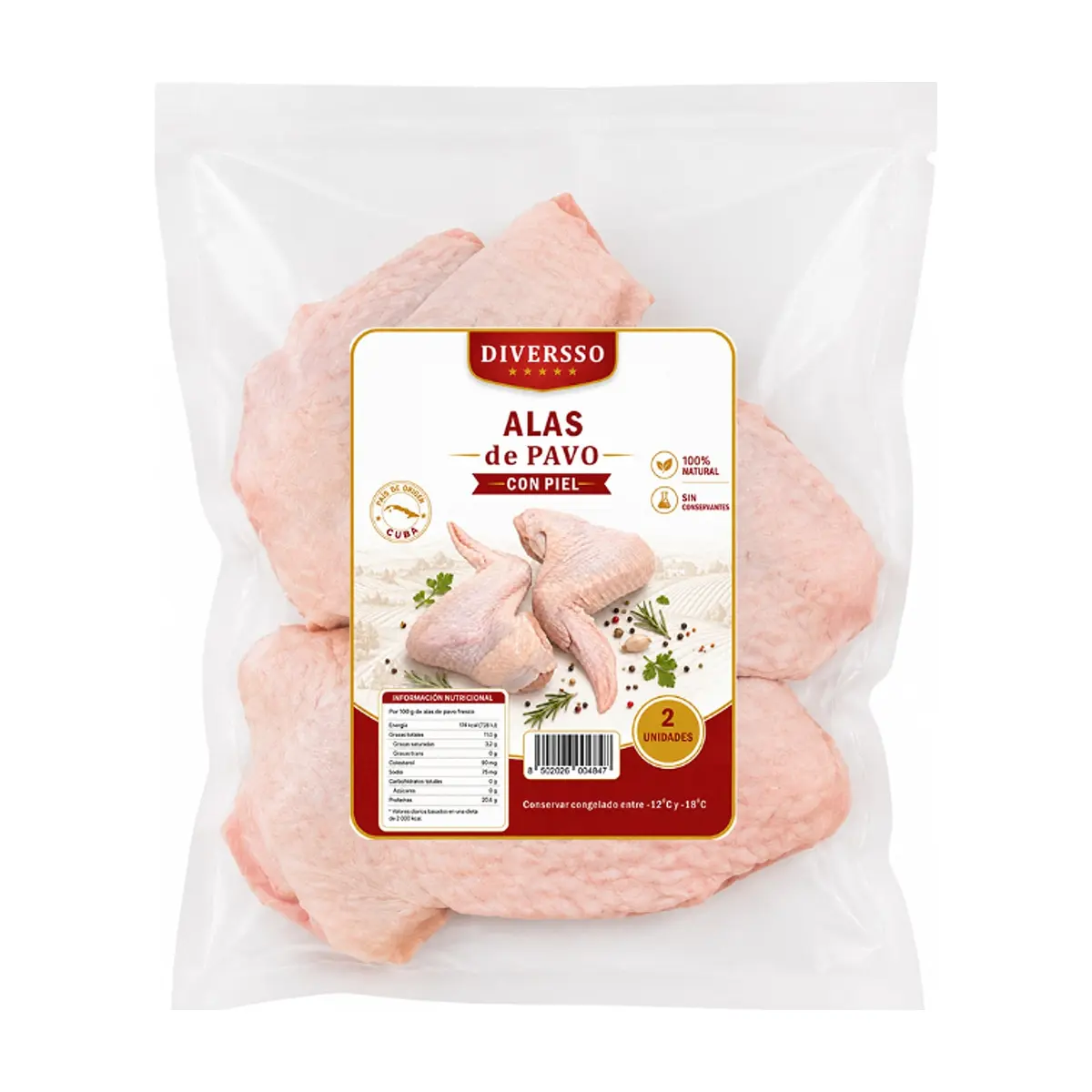 Alas de pavo con piel Diversso (454 g / 1 lb) - Thumbnail 2