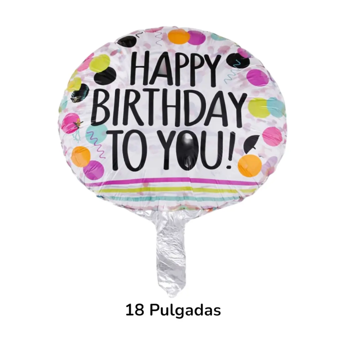 Globo con cartel de Happy Birthday y diseño de puntos de colores 18 pulgadas Balloon - Thumbnail 3