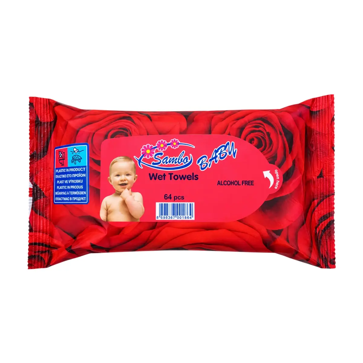 Toallitas húmedas sin alcohol Sambo Baby (64 U)