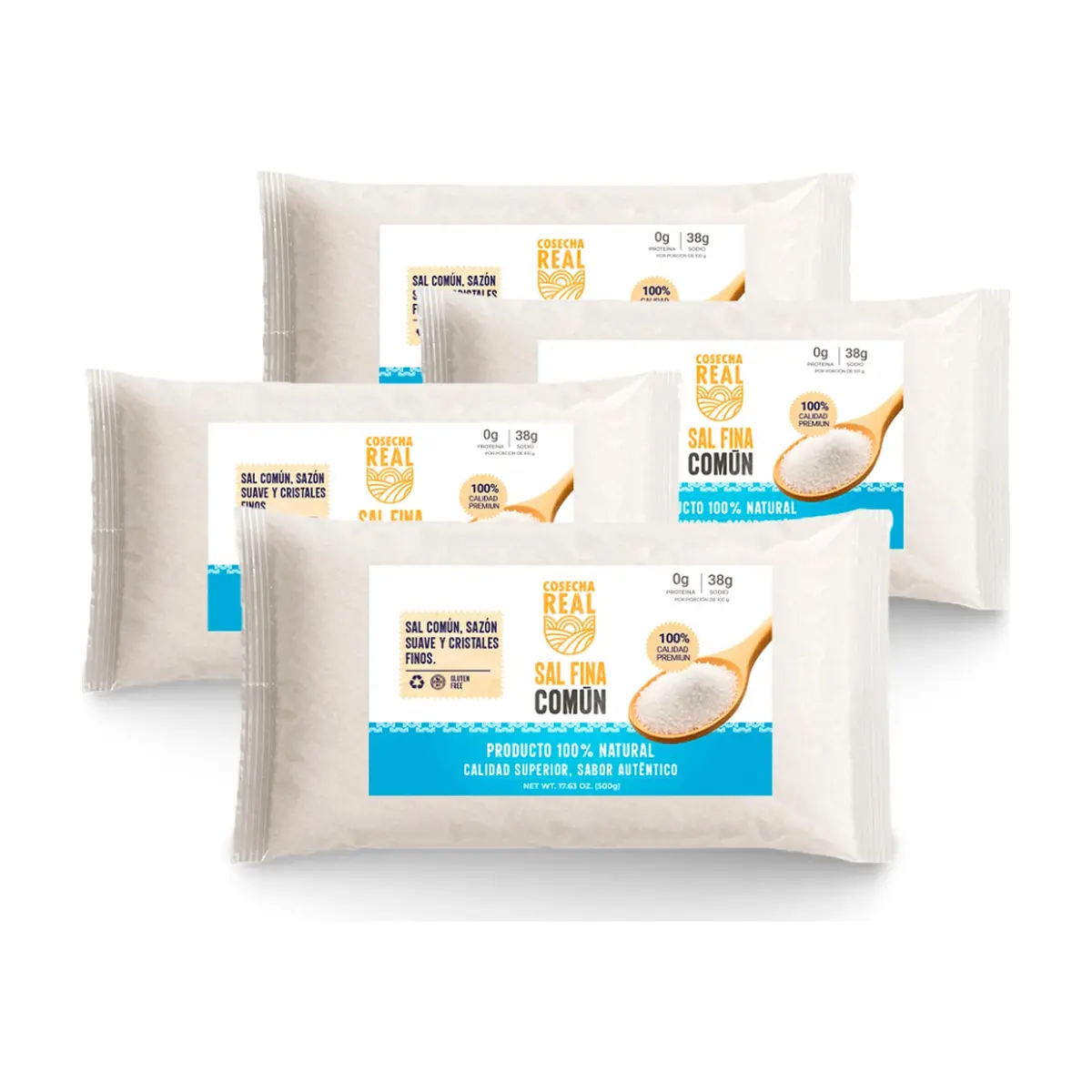 Sal fina común Cosecha Real (4 x 500 g / 1.1 lb)