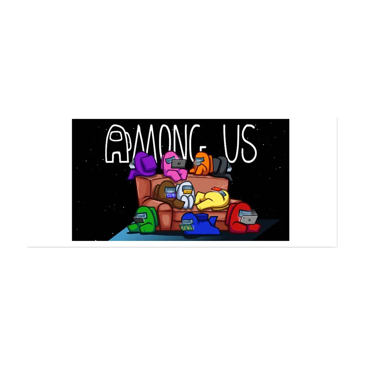 Jarra blanca y anaranjada de cerámica con diseño impreso tema Among Us - Thumbnail 3