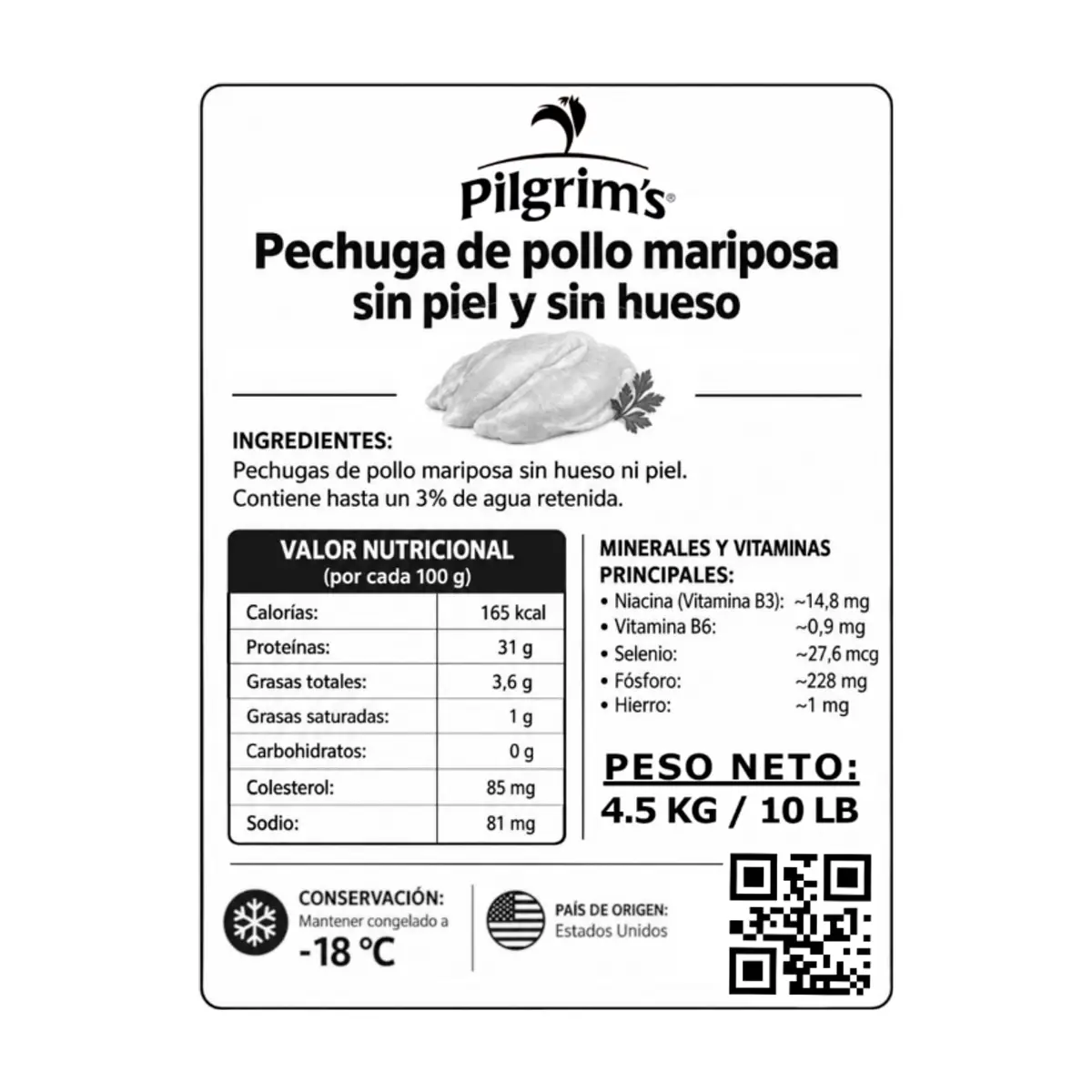 Pechuga de pollo mariposa sin piel y sin hueso Pilgrim's (4.54 kg / 10 lb) - Thumbnail 2