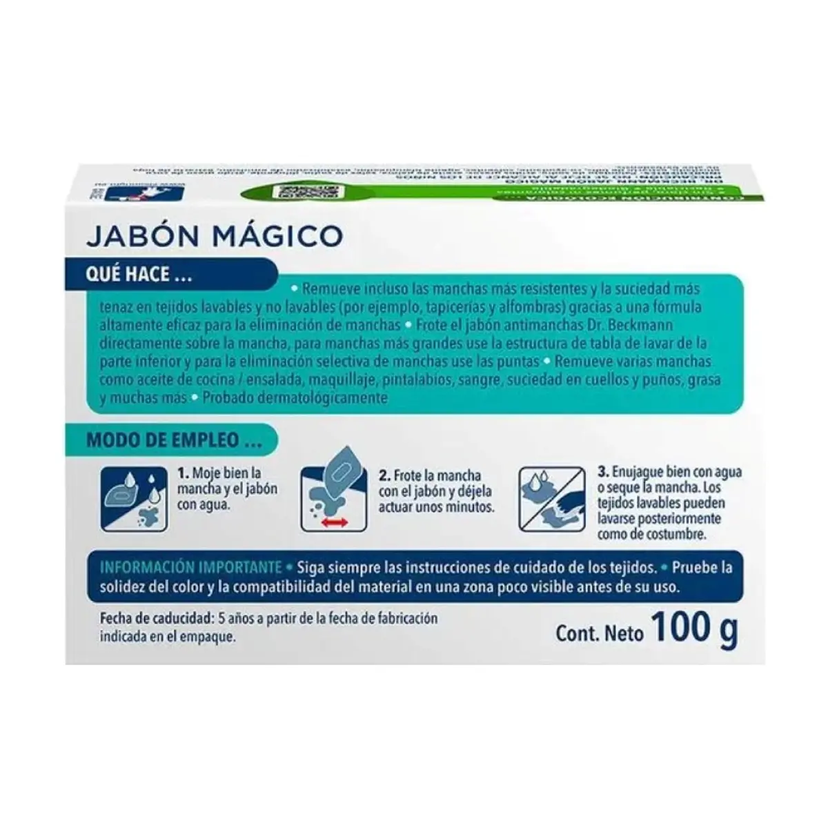 Jabón para lavar quitamanchas intenso con aloe vera Dr. Beckmann (100 g / 3.53 oz) - Thumbnail 2