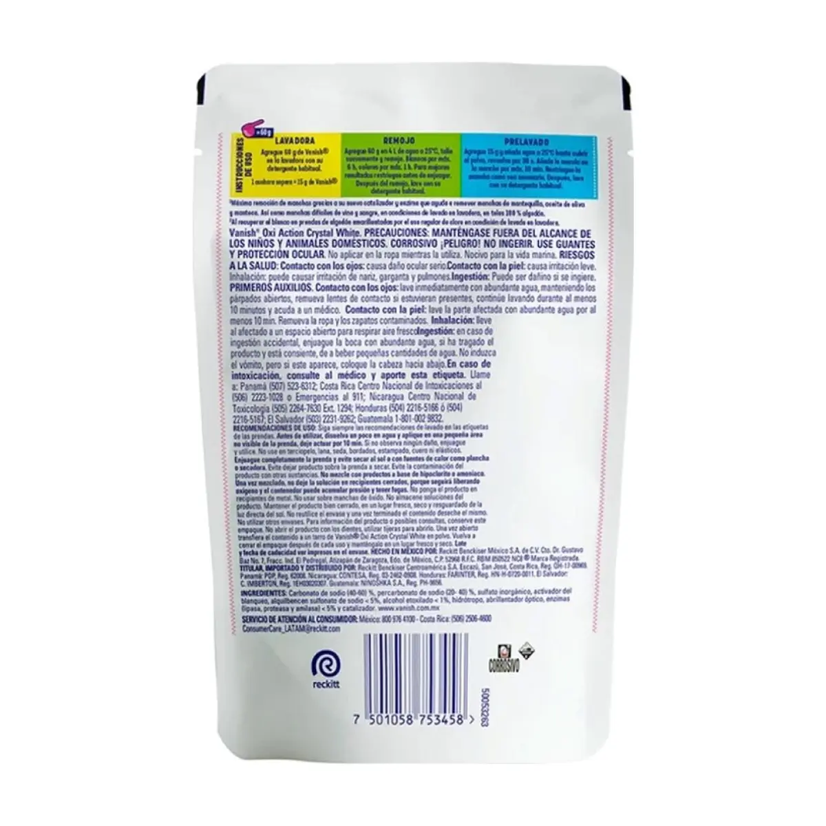 Quitamanchas en polvo para ropa blanca Vanish Oxi Action (120 g / 4.23 oz) - Thumbnail 2