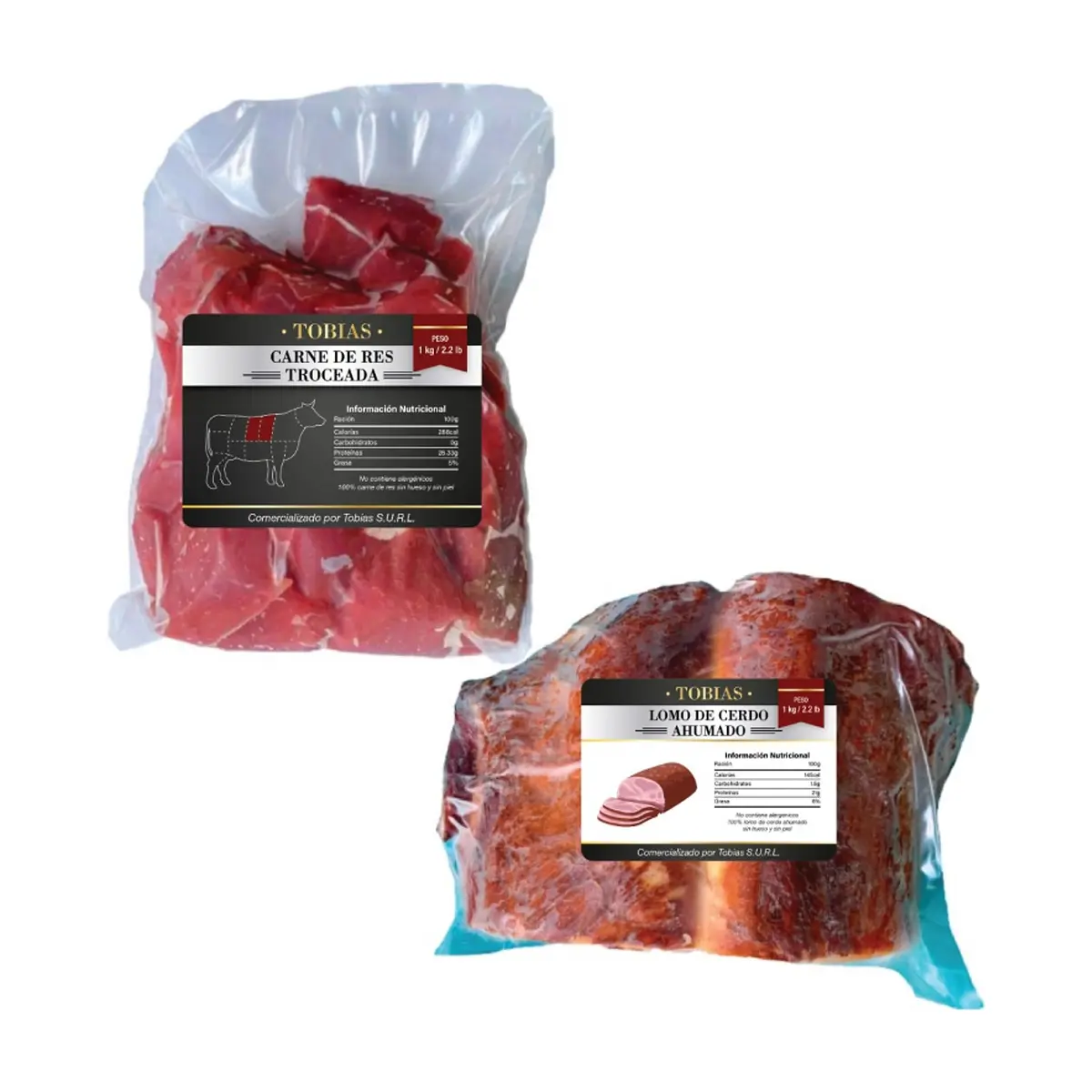 Carne de res troceada + Lomo de cerdo ahumado sin piel y sin hueso - Imagen 1