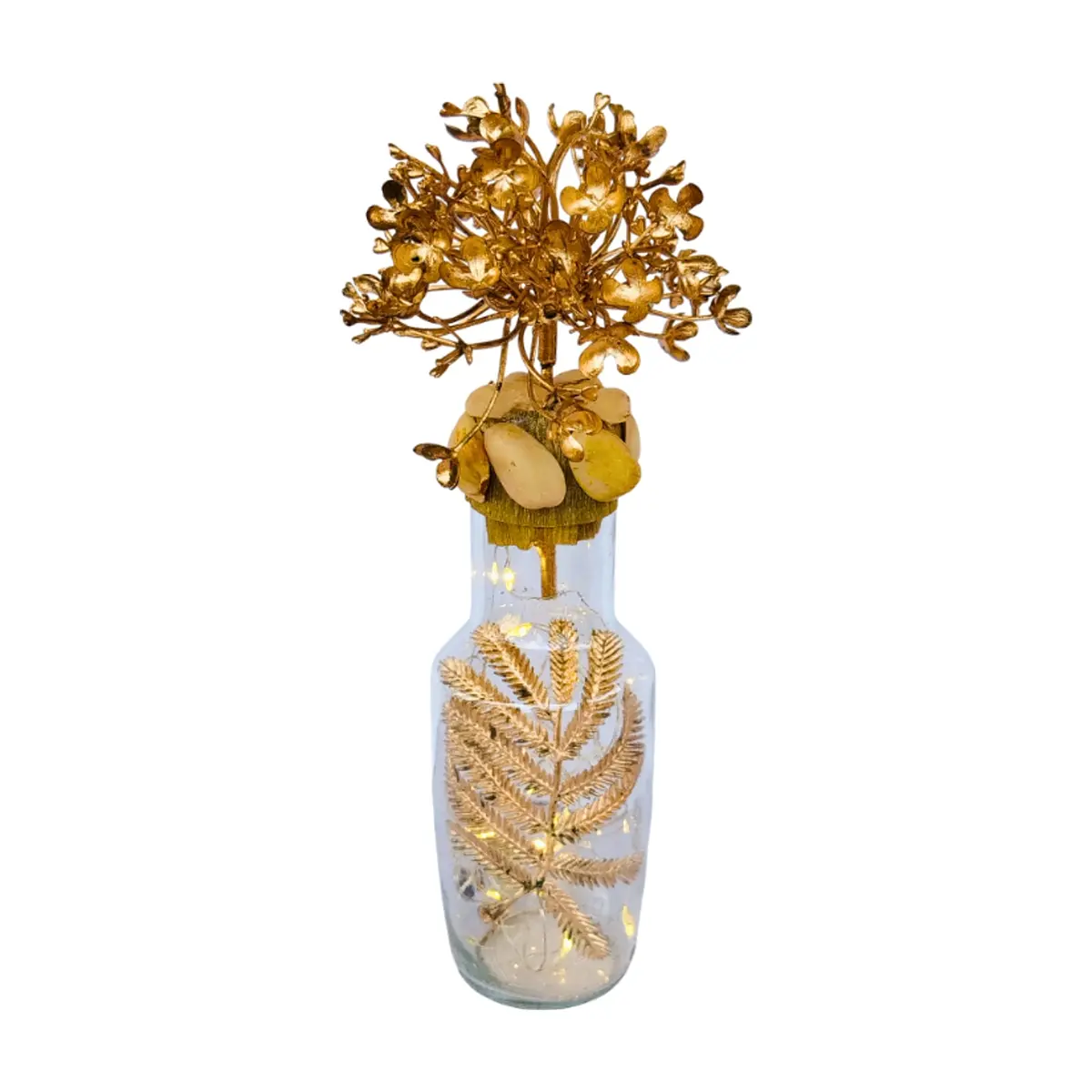 Lámpara decorativa en forma de botella con árbol dorado Torbex